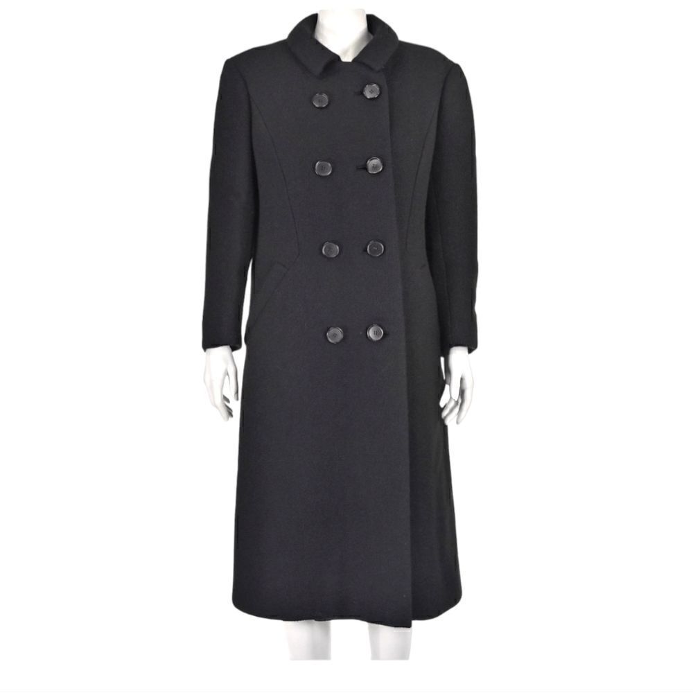 Tahari Double Breasted Dress Jacket‎ Trench Coat, Black, Size 8